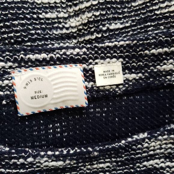 Anthropologie Postmark Patel Tweed Lace Sleeve Shirt Navy Women Medium - Picture 9 of 10